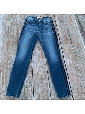 7 For All Mankind Black Label Dark Wash Black Stripes Jeans